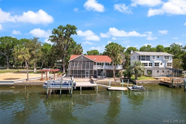 view of dock featuring a water view