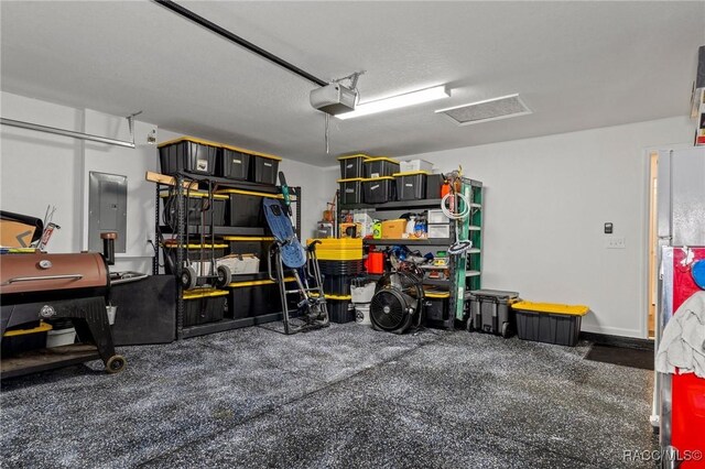 3192 W Barberton Pl, Citrus Springs, FL 34434 - garage featuring electric panel and a garage door opener