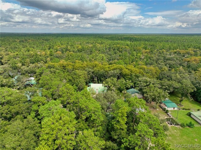 birds eye view of property with a forest view