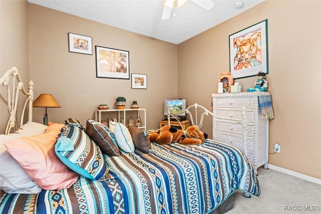 bedroom with carpet floors and ceiling fan