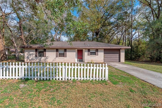 ranch-style home with a front lawn