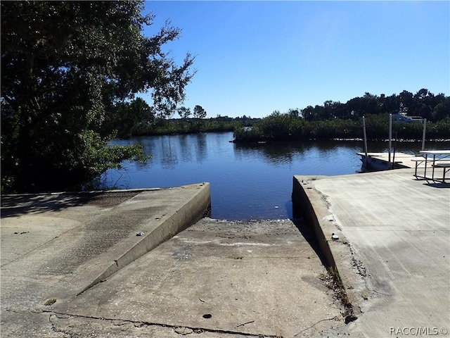 dock area featuring a water view