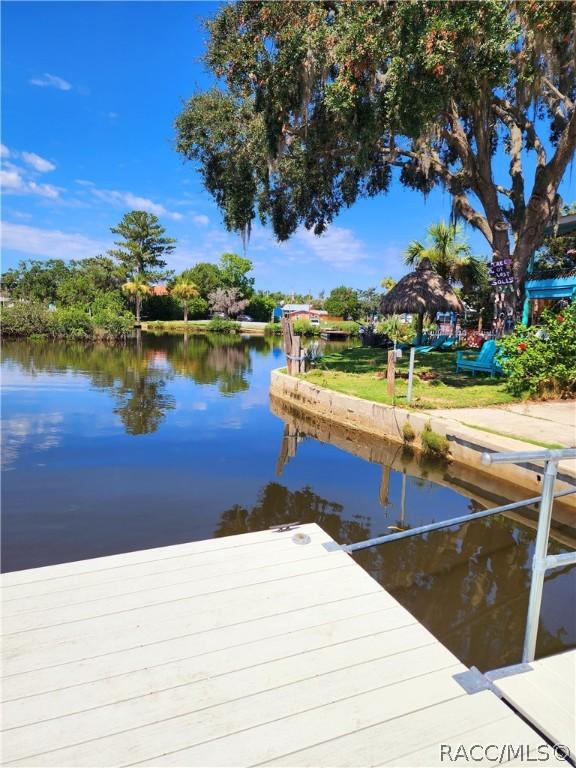 view of dock featuring a water view