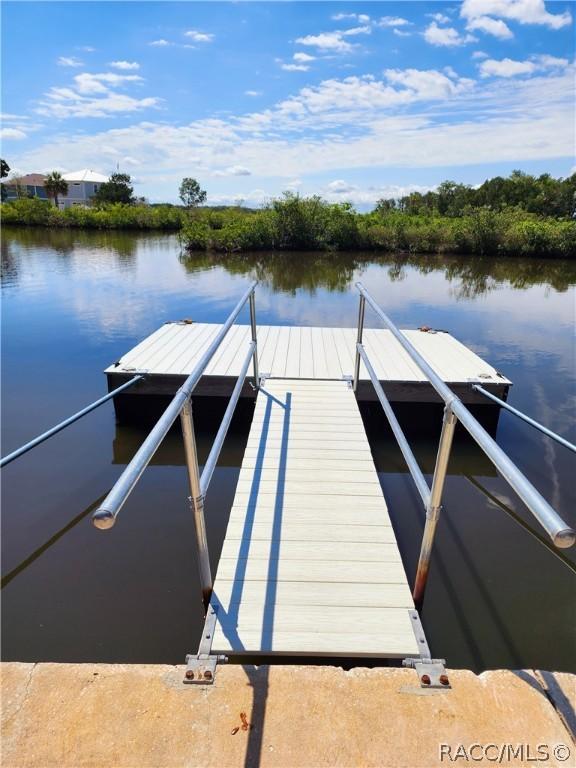 view of dock featuring a water view