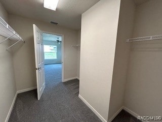 spacious closet with dark carpet