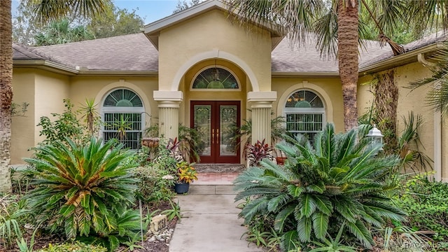 doorway to property featuring french doors