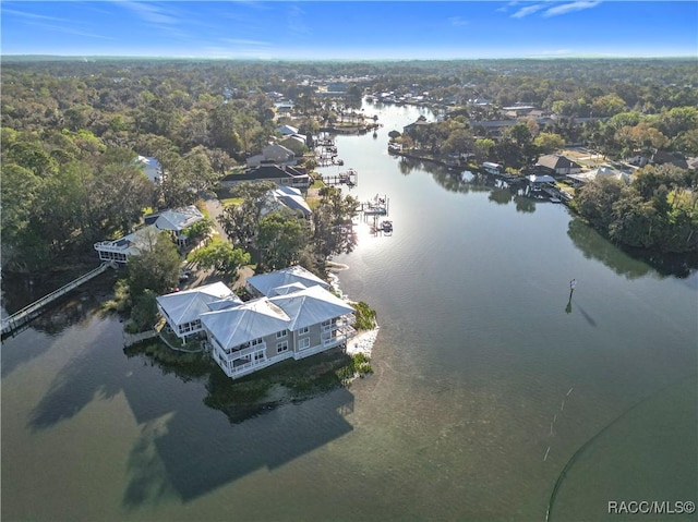 bird's eye view featuring a water view