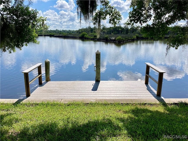 view of dock featuring a water view