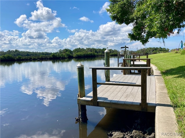 view of dock featuring a water view