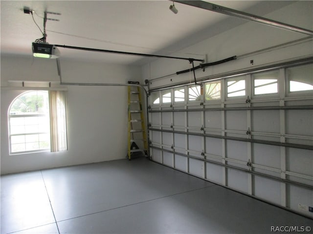 garage with a garage door opener