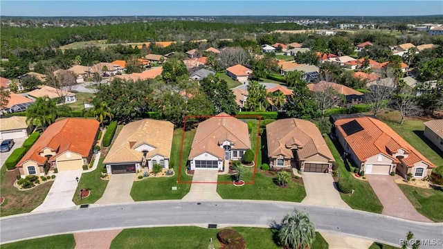 aerial view with a residential view