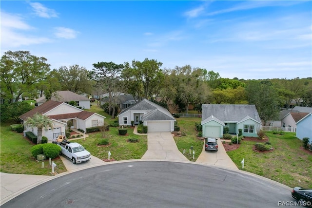 drone / aerial view with a residential view