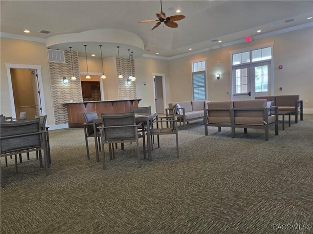 259 Bittern Loop, Inverness, FL 34453 - dining space featuring recessed lighting, ceiling fan, visible vents, and carpet