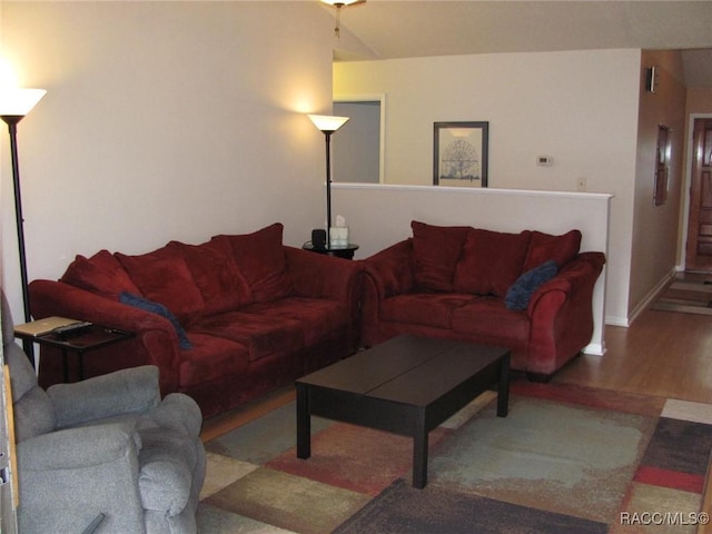 living area featuring wood finished floors