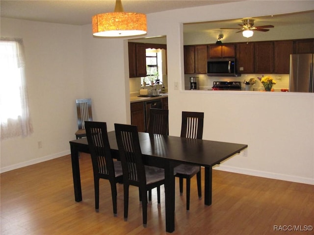 dining room featuring baseboards and wood finished floors