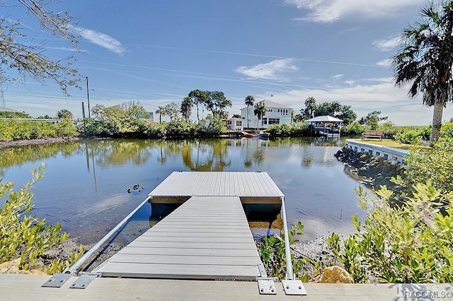 dock area featuring a water view