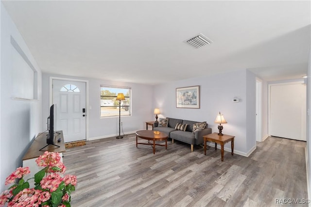 living room with light wood-type flooring