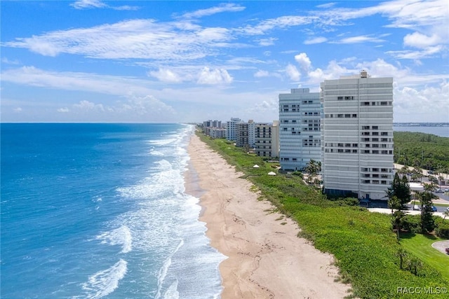 property view of water featuring a view of the beach
