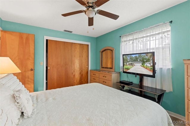 3550 S Dean Ter, Inverness, FL 34452 - bedroom with a closet and a ceiling fan