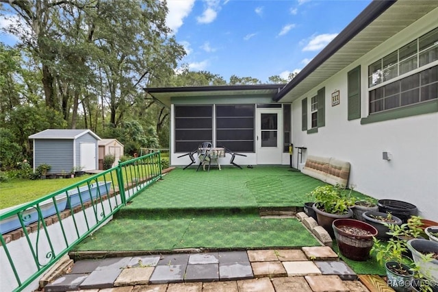 3550 S Dean Ter, Inverness, FL 34452 - view of grassy yard featuring a shed and a sunroom