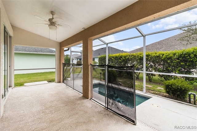 3874 E Lake Todd Dr, Hernando, FL 34442 - unfurnished sunroom with vaulted ceiling and ceiling fan
