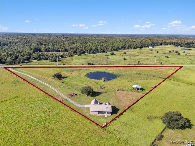 aerial view with a rural view