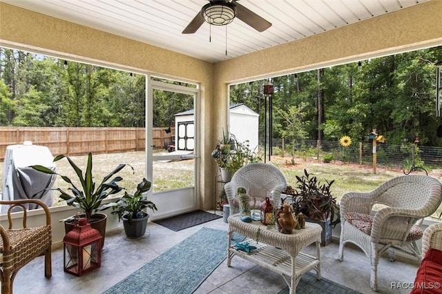 9973 N Chelic Dr, Citrus Springs, FL 34434 - sunroom featuring ceiling fan