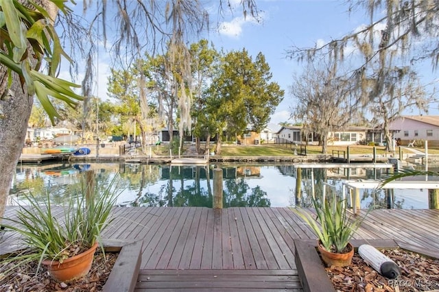 dock area featuring a water view