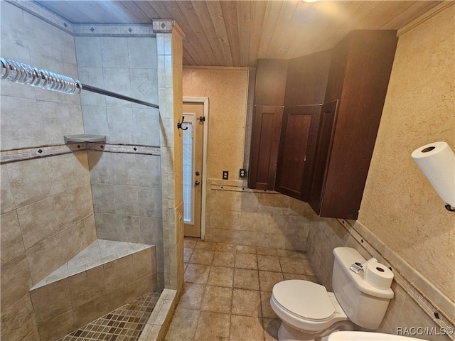 bathroom featuring toilet and wood ceiling