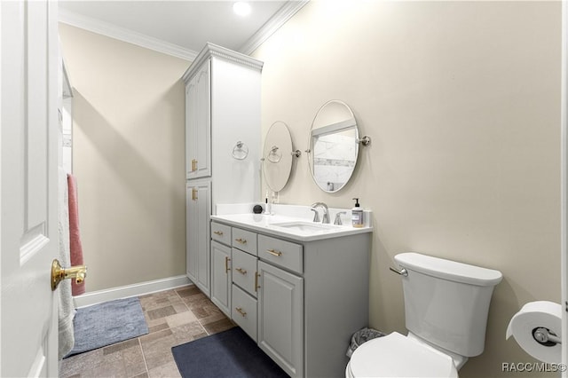 1200 N Annapolis Ave, Hernando, FL 34442 - bathroom featuring double vanity, ornamental molding, and stone finish flooring