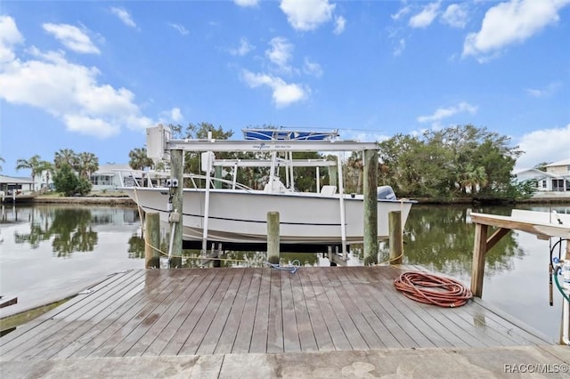 view of dock featuring a water view