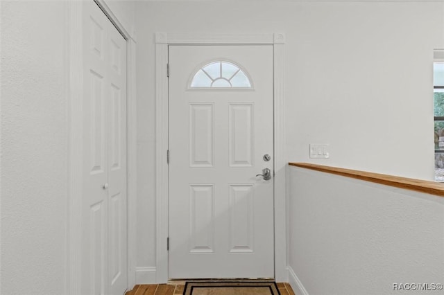 entryway featuring hardwood / wood-style flooring and plenty of natural light