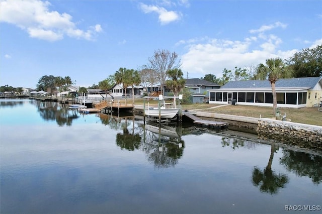 view of dock featuring a water view