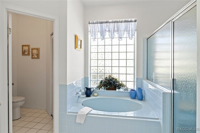 408 W Crestmont Ct, Beverly Hills, FL 34465 - full bathroom featuring toilet, baseboards, tile patterned flooring, and a garden tub
