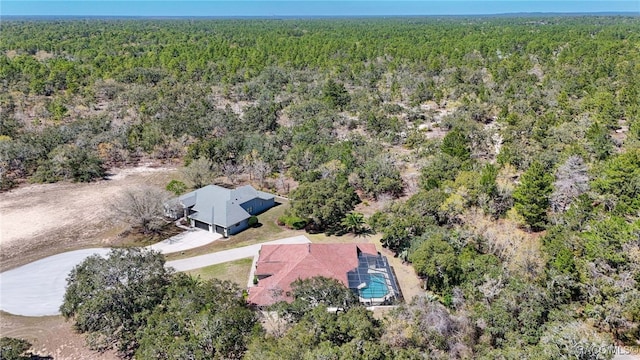 aerial view with a forest view