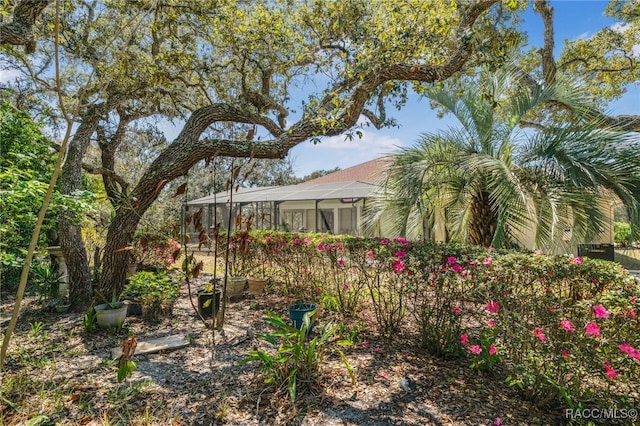 view of yard featuring a lanai