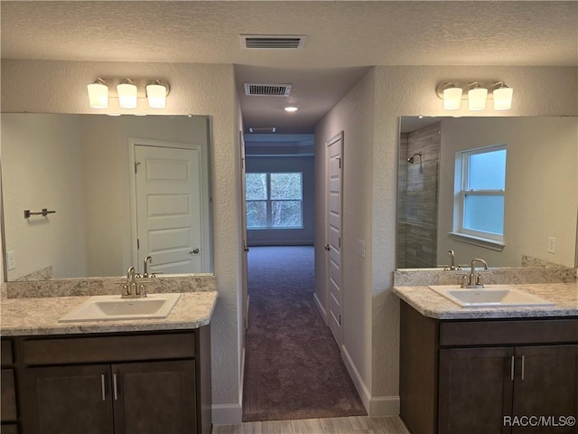 bathroom featuring vanity, hardwood / wood-style floors, and a wealth of natural light