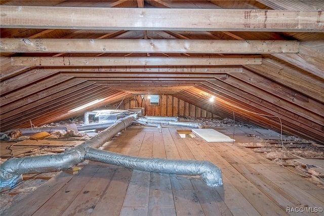 view of unfinished attic