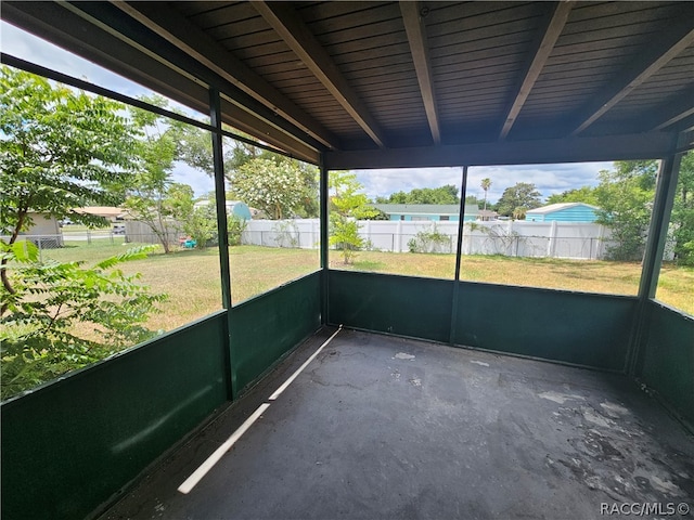 view of unfurnished sunroom