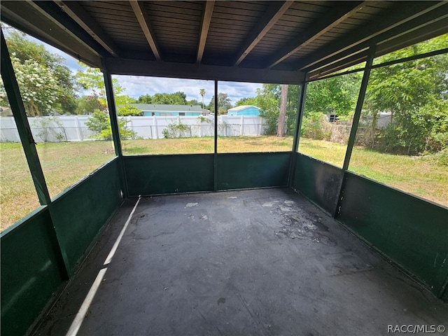 view of unfurnished sunroom