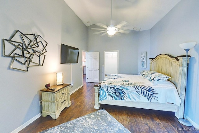 11938 W Blue Bayou Ct Unit 331, Crystal River, FL 34429 - bedroom with high vaulted ceiling, wood finished floors, and baseboards