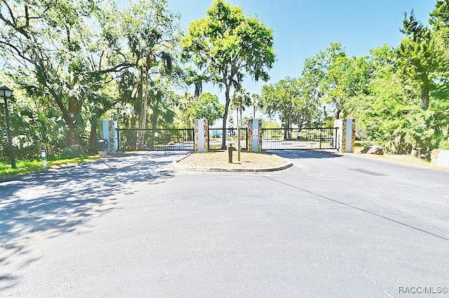 11938 W Blue Bayou Ct Unit 331, Crystal River, FL 34429 - view of road with a gate, street lights, and a gated entry