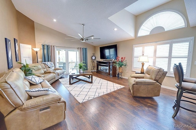 11938 W Blue Bayou Ct Unit 331, Crystal River, FL 34429 - living room featuring recessed lighting, ceiling fan, wood finished floors, and baseboards