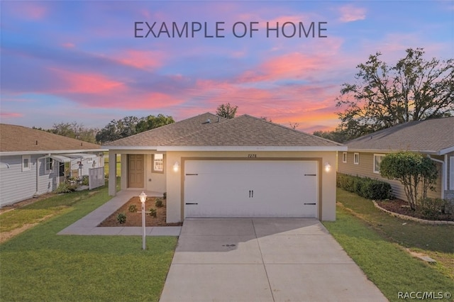 view of front of property with a lawn