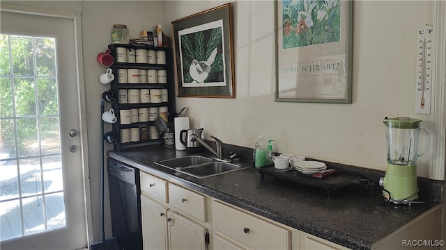 kitchen with white cabinetry, sink, and dishwasher