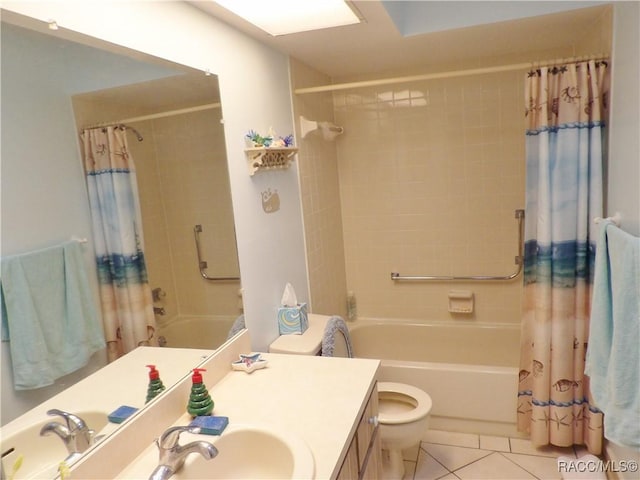 3966 N Spanish Moss Pt, Beverly Hills, FL 34465 - bathroom featuring shower / bathtub combination with curtain, vanity, and tile patterned flooring