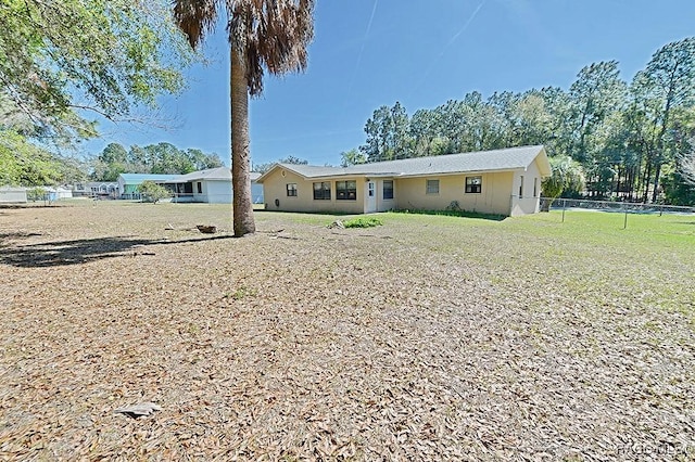 rear view of house featuring fence