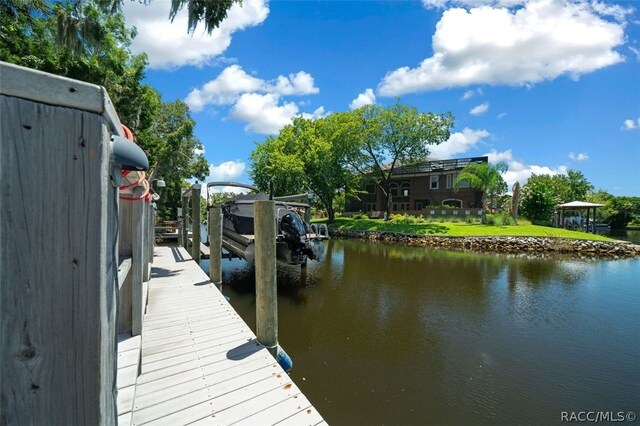 view of dock featuring a water view