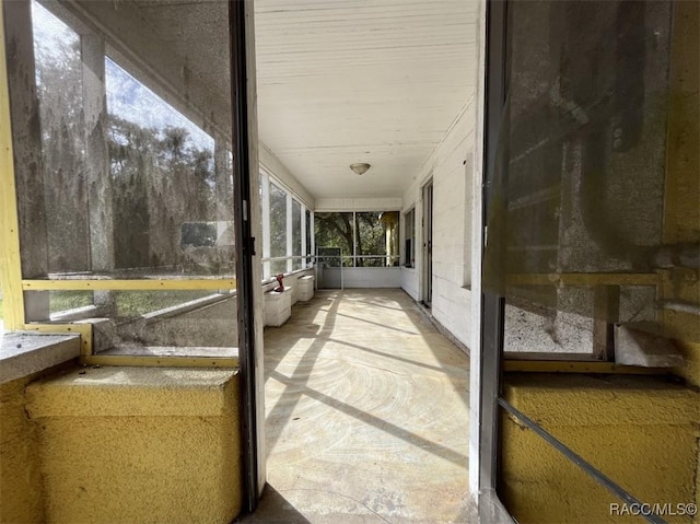 view of unfurnished sunroom