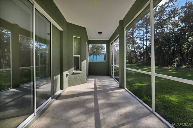 view of unfurnished sunroom